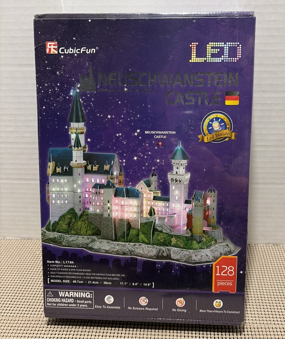 CubicFun Neuschwanstein Castle LED 3D Puzzle Model 128-Piece NEW Sealed
